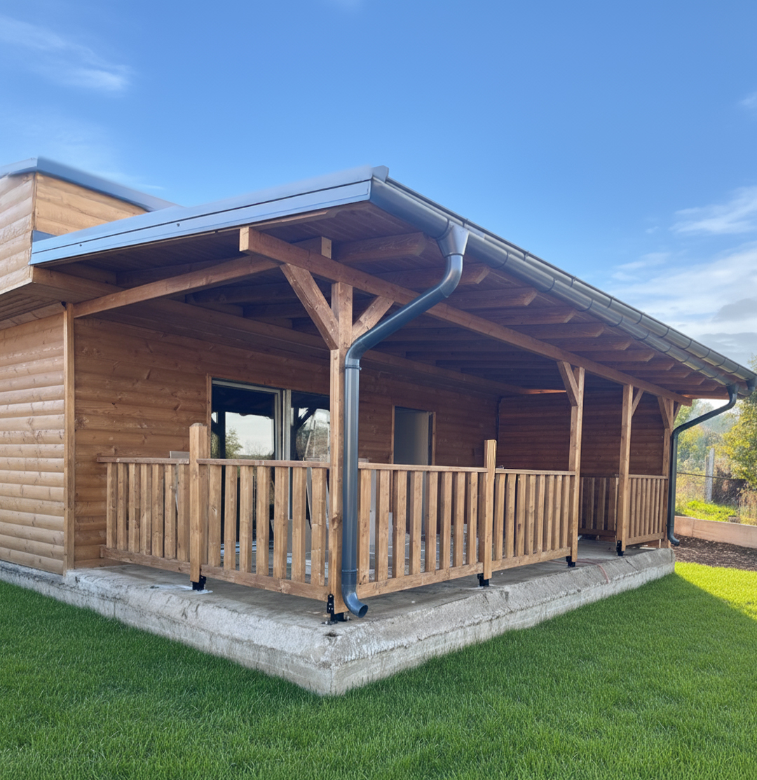 Wooden house with covered porch